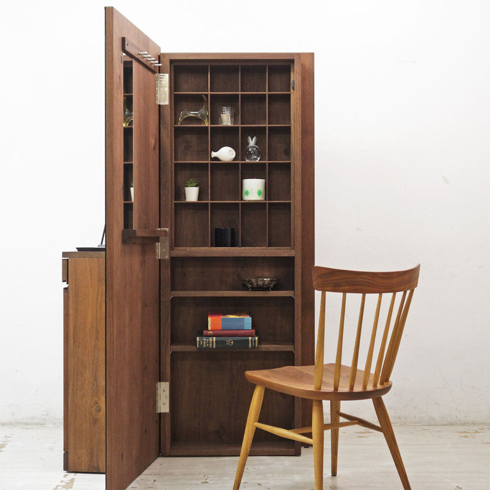 ヒラシマ HIRASHIMA カラメッラ CARAMELLA ストレージミラー 070 ライトストレージ ウォールナット材 ホールスタンド 姿見 ～ 木製家具が持つ、あらゆる美しさに触れるような。 ～