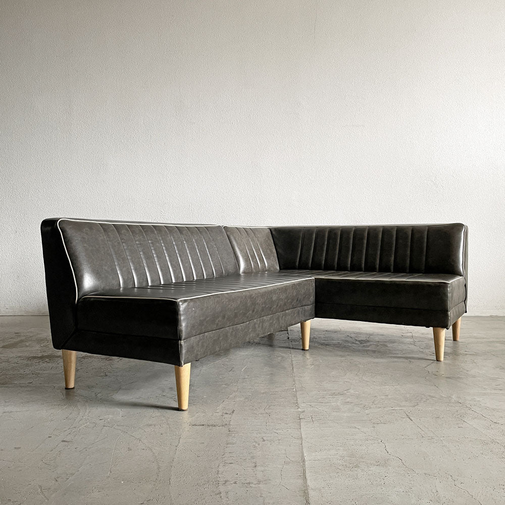【登戸BASE店】吉桂 Yoshikei ルソー RUSO LDソファ ベンチ & カウチ R PVCレザー ラバーウッド材 W123cm ビンテージスタイル 計2点 買取させていただきました。