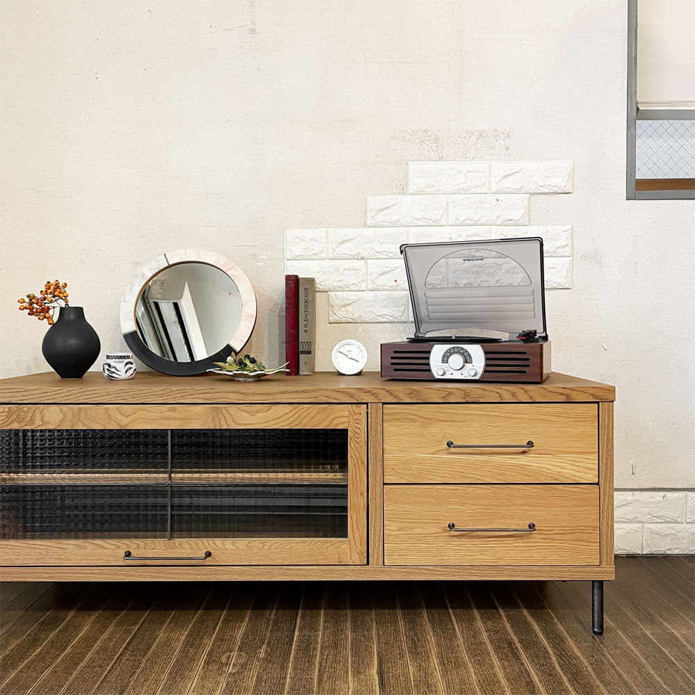 アデペシュ a.depeche カデル cadeal TV board 1200 テレビボード AVボード W120cm オーク材 定価￥85,800- ～素材の組み合わせに拘った工業系デザイン～