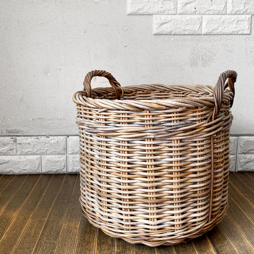 【経堂店】ビンテージスタイル Vintage Style ラタン バスケット かご 鉢カバー ハンドル付 Φ45cm 買取させていただきました