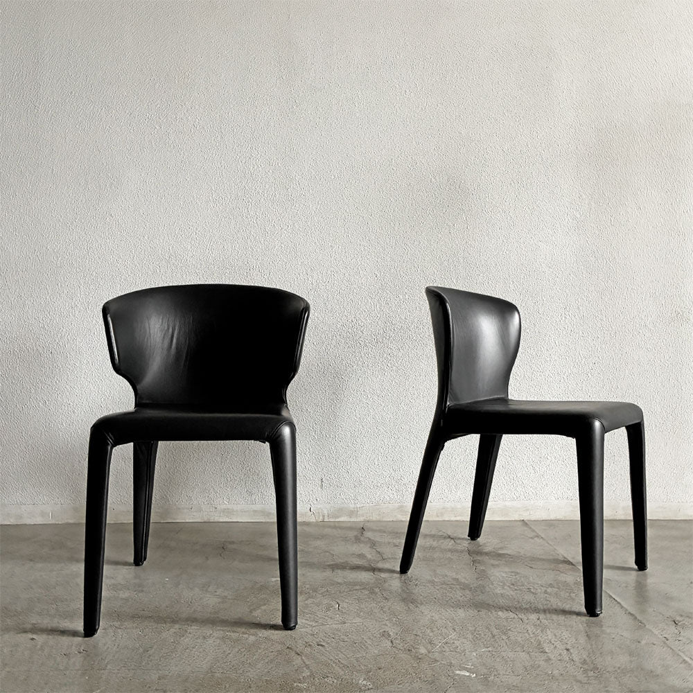 【登戸BASE店】カッシーナ Cassina オラ 367 HOLA アームチェア & 369 HOLA アームレスチェア ダイニングチェア 本革 ブラックレザー ハンス・ウェッツスタイン イタリア 計2脚 買取させていただきました。