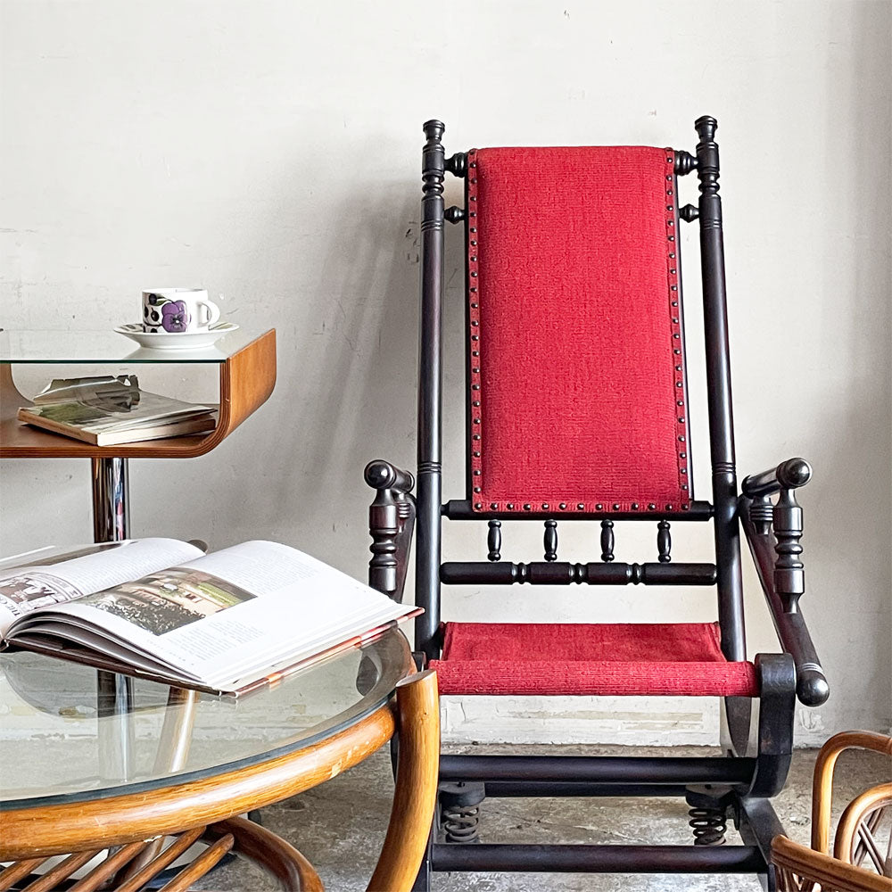 松本民芸家具 610D型 ロッキングチェア ミズメザクラ 挽物細工 スポーク ファブリック 民藝 和家具 ～ 受け継がれる職人の手仕事 ～