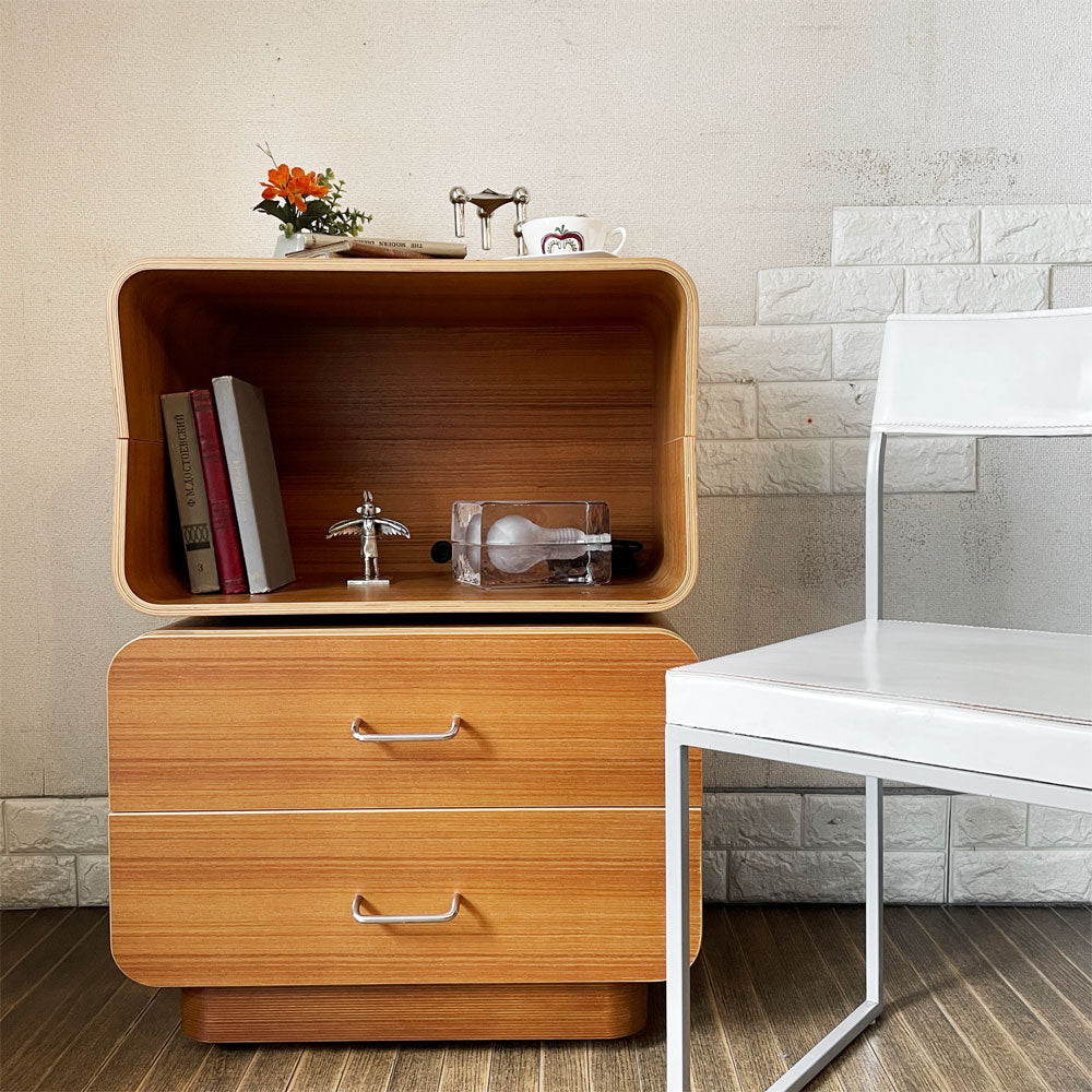 モダニカ MODERNICA セルシステム Cell System チーク材 2段 オープン＋2ドロワーユニット W60cm キャスターベース 廃番仕様 ～いろんな飾り方をためしたい。～