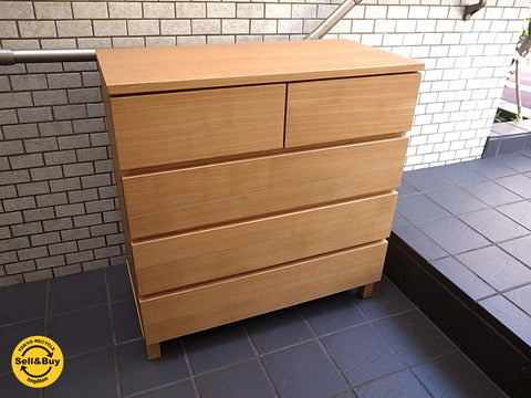 無印良品 MUJI タモ材 4段 チェスト 幅80 ナチュラル ～ シンプルモダンな程よい収納力【買取と販売とレンタルのお店】