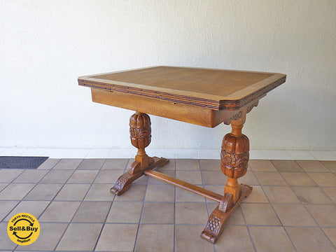 英国 UKアンティーク ヘビーオーク ドローリーフテーブル ～ 2・4・6人と対応できる、1930年代の伸張式テーブル。【買取と販売とレンタルのお店】