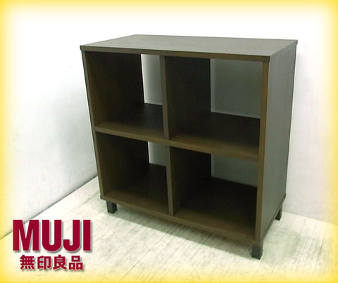 シンプルな多目的オープンシェルフで幅広いテイストにも調和♪ MUJI （ 無印良品 ） 廃番希少 『 タモ材 （ ブラウン ） シェルフ  ・ 2段2列  』 【買取＆販売＆レンタル】