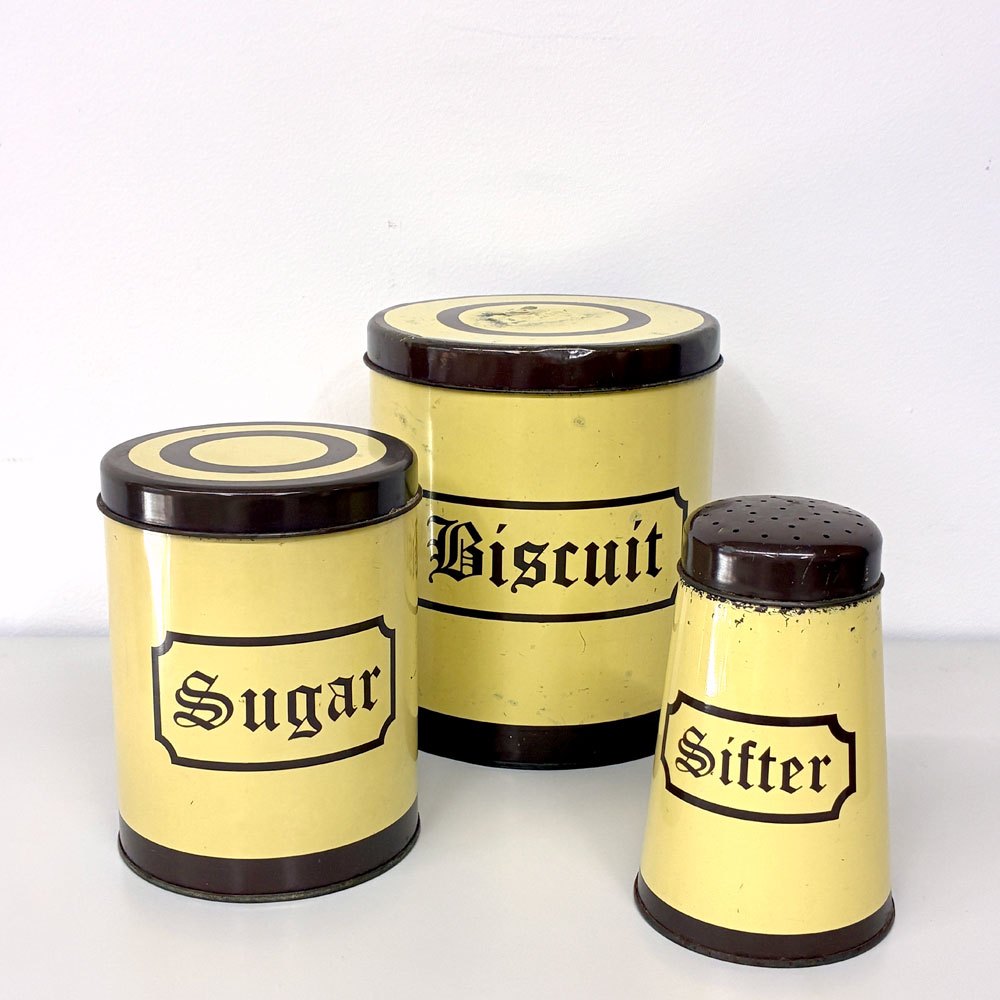 【経堂店】リージェンシー・ウェア Regency Ware社 ブリキ キャニスター 3点セット UKビンテージ 買取させていただきました。