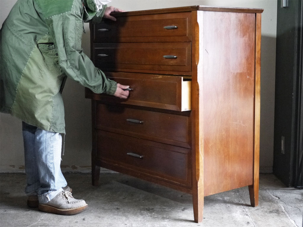 USビンテージ US Vintage B.P.John Furniture トールチェスト デコラトップ 米軍家具 ミッドセンチュリー ～重厚且つ優美な佇まい～