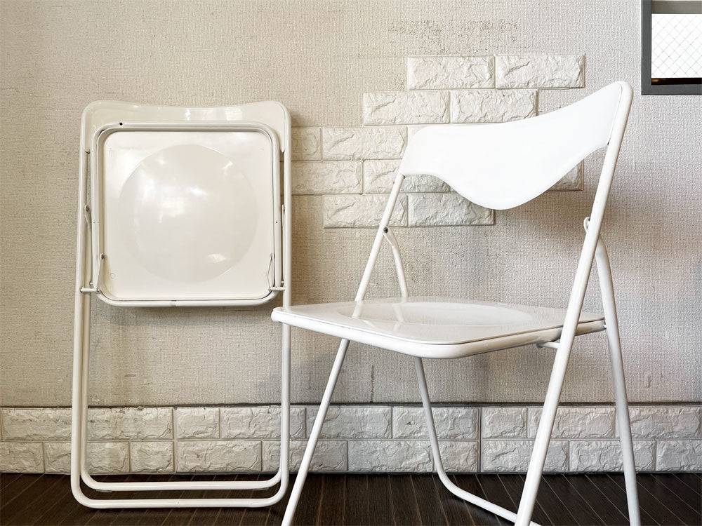 アクタス ACTUS プラスチック×スチール フォールディングチェア 折りたたみ ホワイト 廃番 計2脚  中古品  買い取りしました。