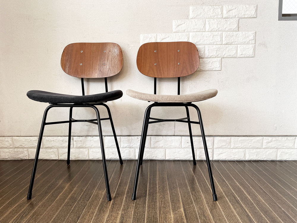 グラフ graf プランクトンチェア Plankton chair ダイニングチェア チーク材 スチール脚 ファブリックシート インダストリアル 定価￥50,380- 計2脚  中古品  買い取りしました。