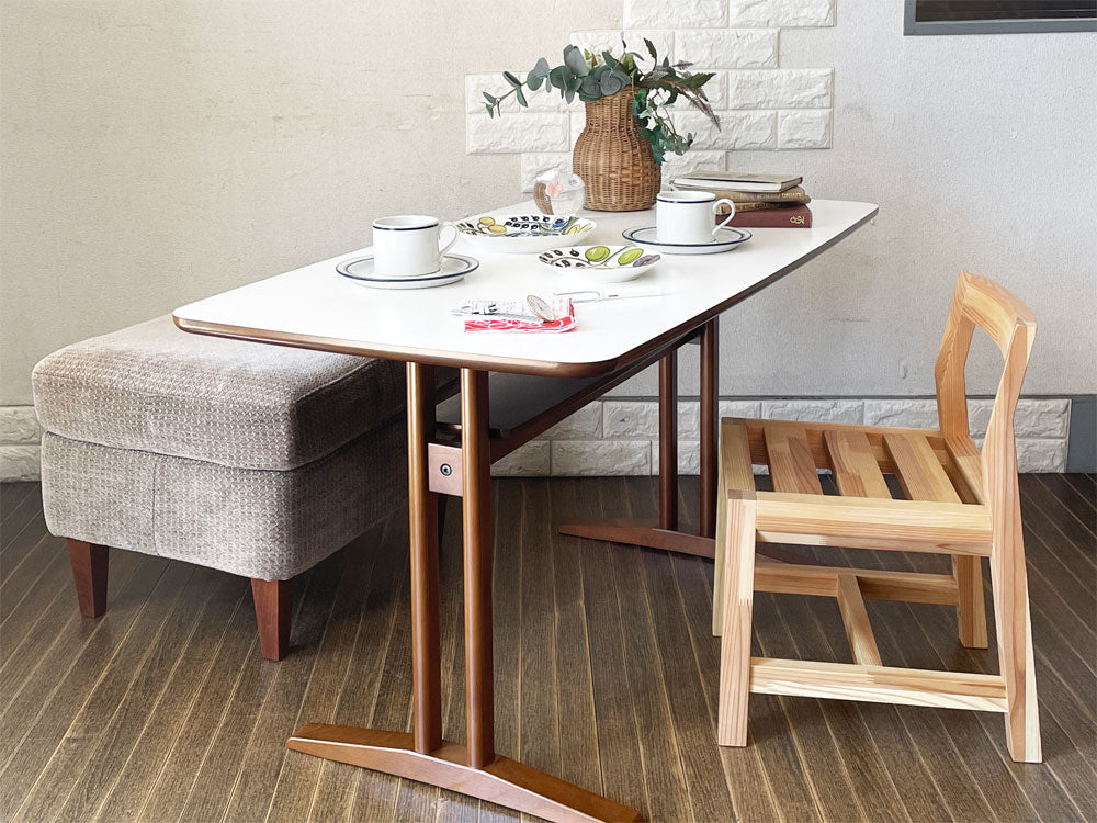 カリモク60+ karimoku60+ カフェテーブル1200 メラミン天板 ウォールナットフレーム W118cm 天板下収納 レトロモダン ミッドセンチュリー 定価￥77,700- ◎ ～1台二役～