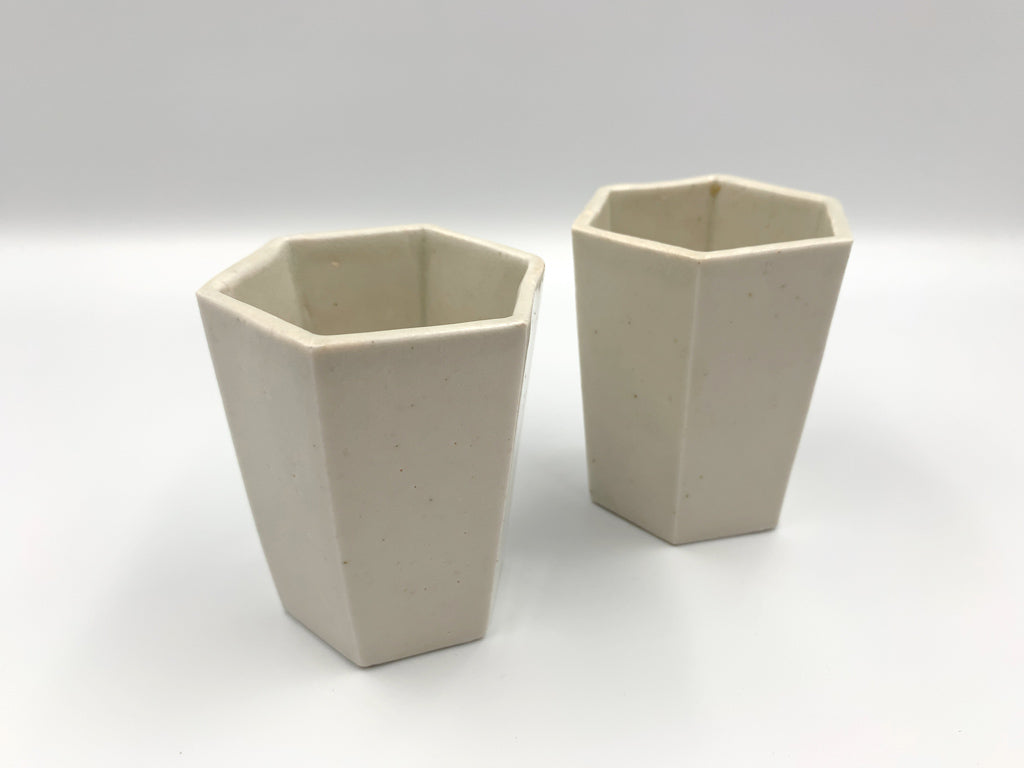 浅井庸佑 湯呑 ミニカップ 6角 筒 陶芸作家 現代作家 中古品  買い取りしました。