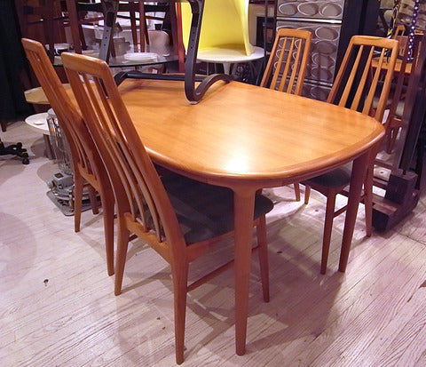 ～チーク材の美しさ～Vintage Teak　オーバル　ダイニングテーブル　＆　デンマーク　koefoed hornslet Eva Chair 2脚セット【買取＆販売＆レンタル】