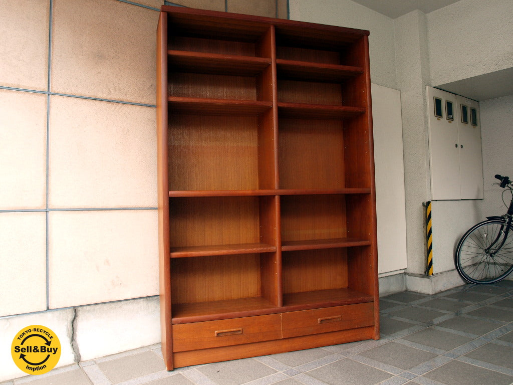 ジャパン ビンテージ チーク材 TeakWood ブックシェルフ Book Shelf 本棚 書棚 ～ 雑誌や本を見せながらゆったり収納できる本棚 【 買取と販売とレンタルのお店 】