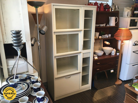 ビーカンパニー B-COMPANY 大容量 キッチンキャビネット レンジボード ホワイト ～ 「片付かない...」そんな悩みはこれ１台で解決！ 【買取と販売とレンタルのお店】