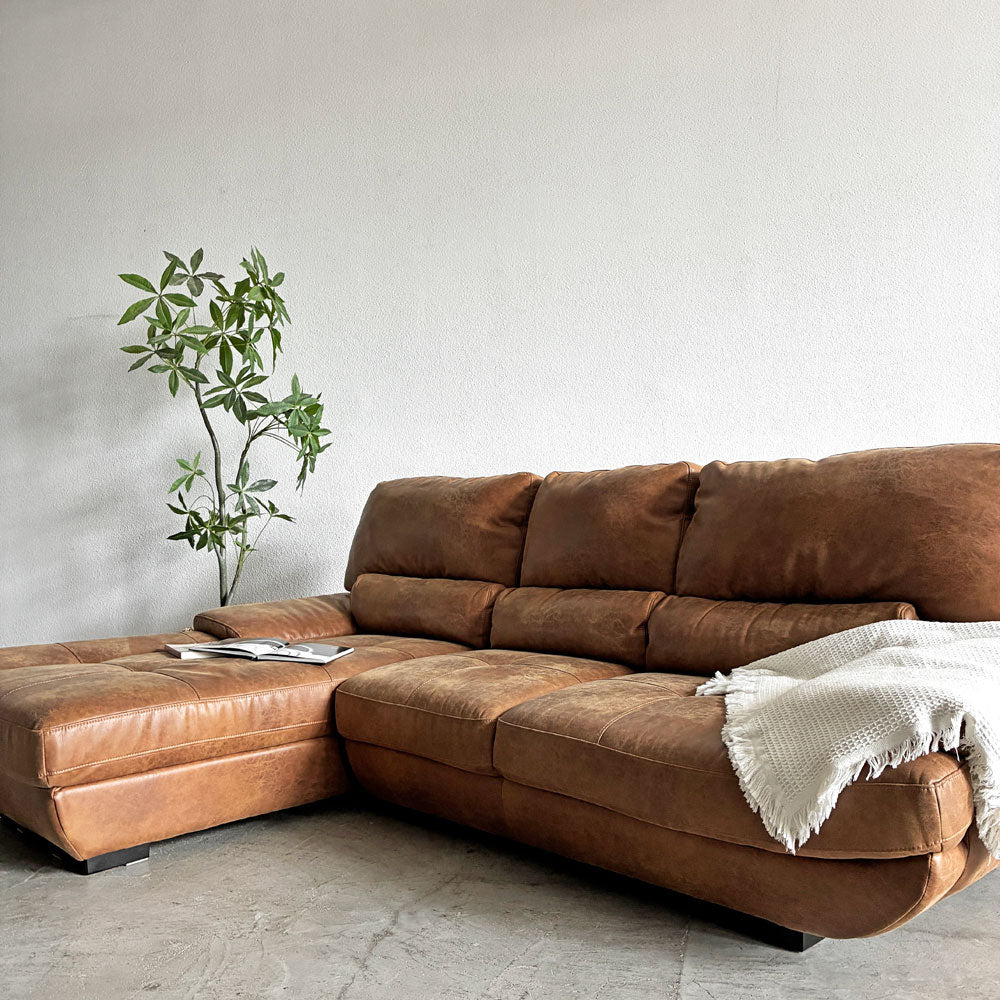 リラックスフォーム RELAX FORM トレビソ TREVISO スモールカウチソファ 右カウチ W240cm スーパーレザーテックス オーカーブラウン 関家具 参考価格￥229,800- ～ インテリア性と快適性 ～