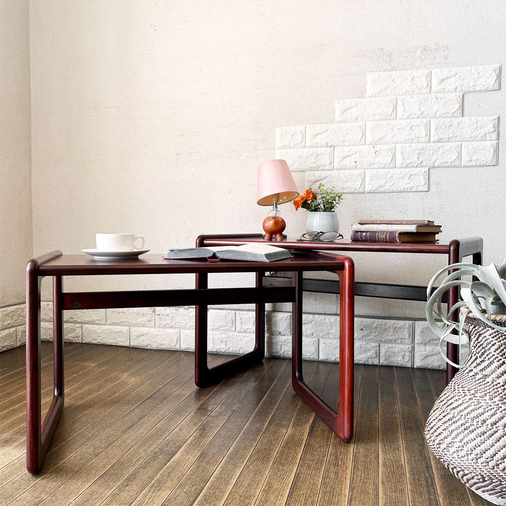 ジャパンビンテージ Japan Vintage ローズウッド材 ネストテーブル サイドテーブル 2連 W70/65cm 北欧スタイル ～ 広がる可能性 ～