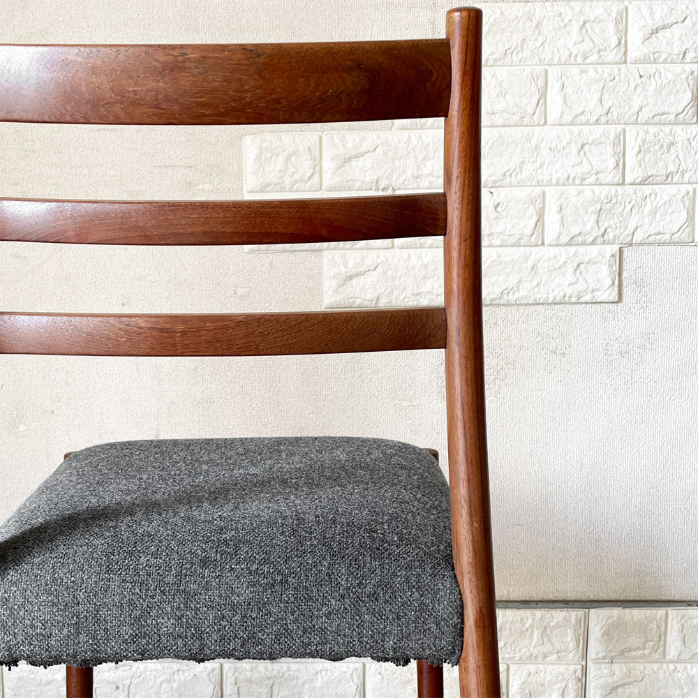 ジャパンビンテージ Japan Vintage チーク材 ダイニングチェア グレー系ファブリック 座面張替＆ウレタン交換済 北欧スタイル～ 心がほどける、何気ない瞬間 ～