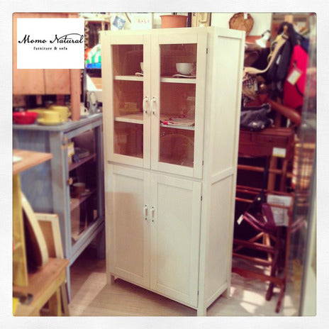 清楚なホワイトのカラーリング☆食器の整理はコレで完璧！Momo Natural (モモナチュラル)CIEL ホワイトのパイン材カップボード☆ 【出張買取＆販売＆レンタル】