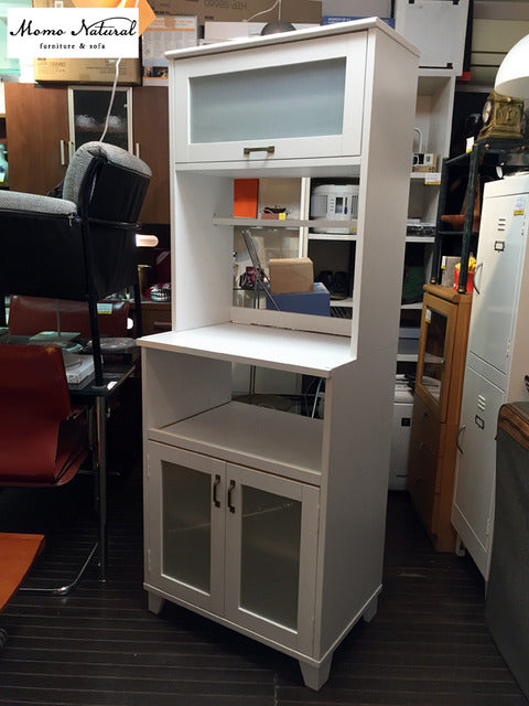 モモナチュラル MomoNatural ランド LAND カップボード 食器棚 W60 ホワイト レール付き ～ デザイン・機能性・適応性の3拍子揃った万能型食器棚。 【買取と販売とレンタルのお店】