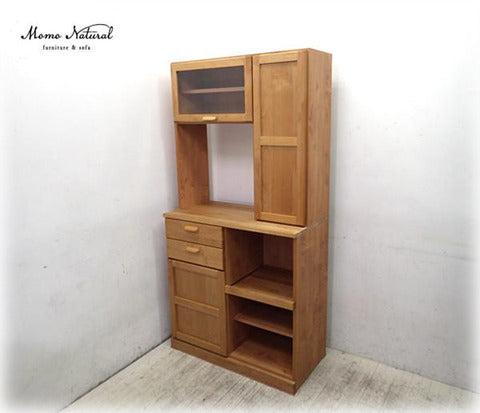 MOMO natural モモナチュラル VIBO ヴィボ カップボード 食器棚 アルダー材 ～ 優しい木の温もりがキッチンを包み込む 【買取と販売とレンタルのお店】
