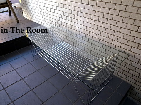 in the Room インザルーム ワイヤーベース モダンガラス リビング テーブル～ ワイヤーベースによる透明感も美しい【買取と販売とレンタルのお店】