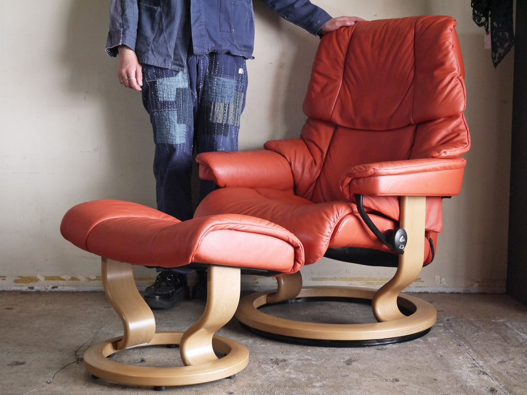 エコーネス EKORNES ストレスレスチェア Stressless レノ RENO リクライニングチェア オットマンセット Mサイズ レザー ヘナ 北欧 ノルウェー ～特別な時間～