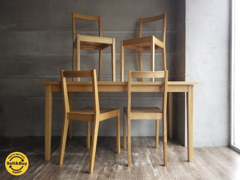 無印良品 MUJI / タモ 無垢材 ダイニングテーブル & チェア 板座 廃盤 ～ タモ材の家具がお部屋に優しく温もりを加えます。 【買取と販売とレンタルのお店】