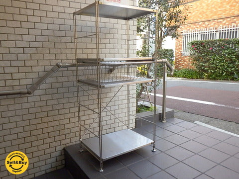 MUJI 無印良品 スリム ステンレス ユニットシェルフ 4段 ワイヤーバスケット付 ～シンプルな機能美がいい【買取と販売とレンタルのお店】