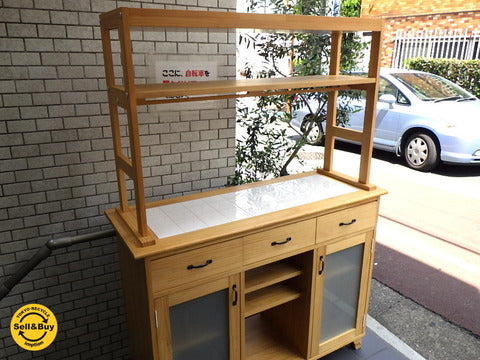 モモナチュラル Momo natural ランド LAND 両面 キッチンカウンター ～ パイン材×タイルトップ でナチュラルカントリースタイル【買取と販売とレンタルのお店】