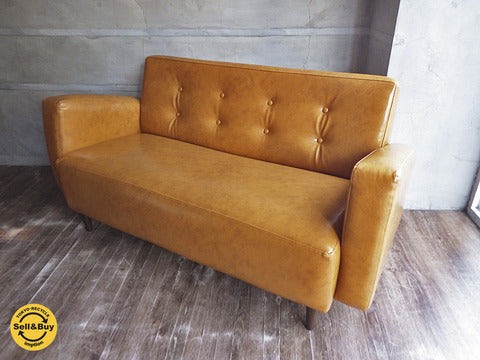 B-COMPANY / ビーカンパニー ニューレザーシリーズ 2.5人掛けソファ イエロー～レトロスタイルの大人シックな大人気ソファ。 【買取と販売とレンタルのお店】