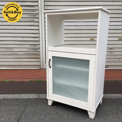 Momo natural モモナチュラル LAND ランド パイン材 レンジ台 ホワイト ～ 人気のLANDシリーズ。使い勝手の良いコンパクトなレンジボード。 【買取と販売とレンタルのお店】