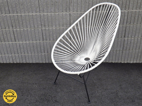 メトロクス / METROCS ラウンジチェア / ガーデンチェア 展示美品 『 アカプルコチェア / Acapulco Chair 』白 = 室内外両用! PVCコードによる心地良い弾力!! =【買取と販売とレンタルのお店】