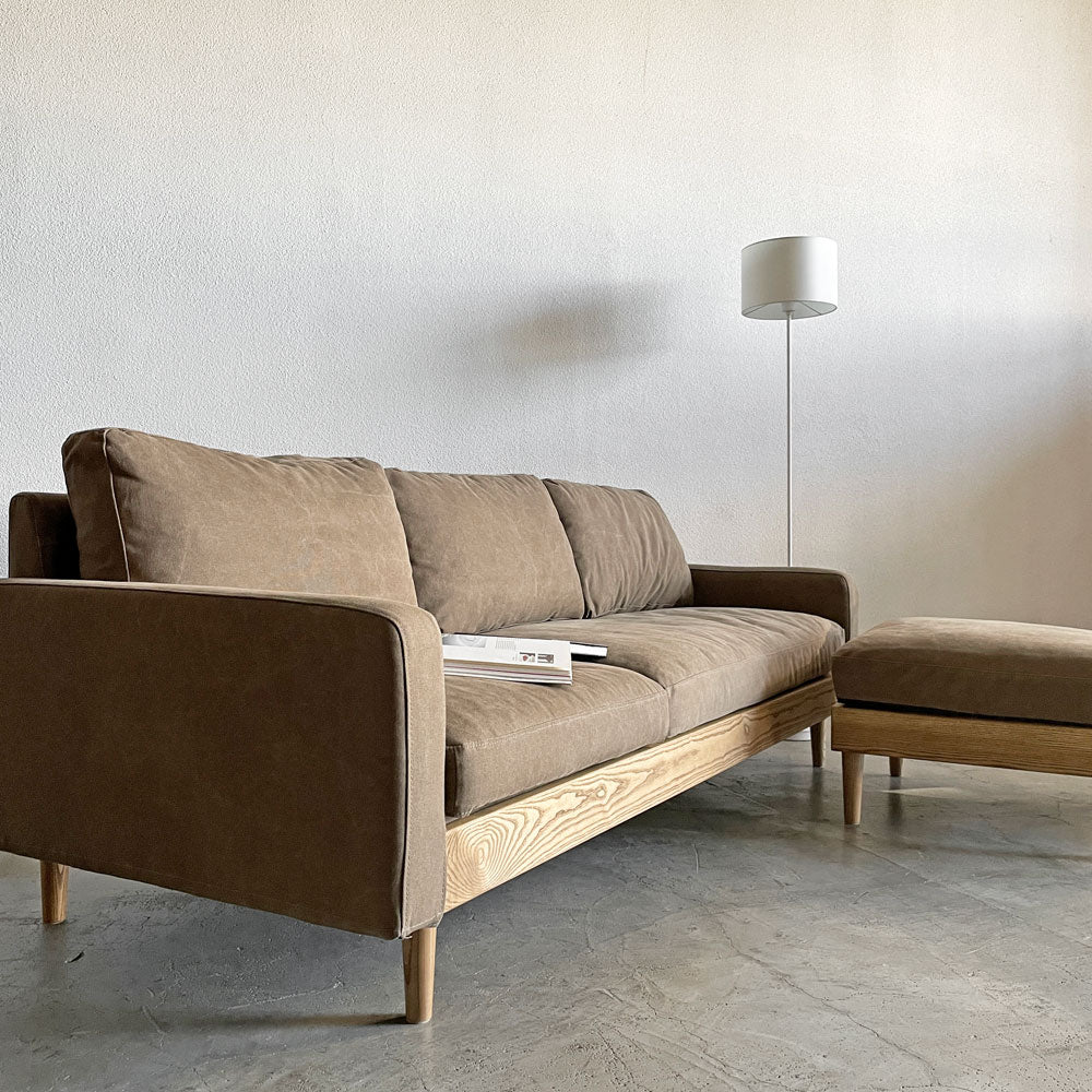 クラッシュゲート CRASH GATE イージーライフ Easy Life フリーダ FREDA スモールカウチソファ 3人掛け+オットマン アッシュ材 キャンバス地 W202cm ～ 数えきれないソファの中で ～