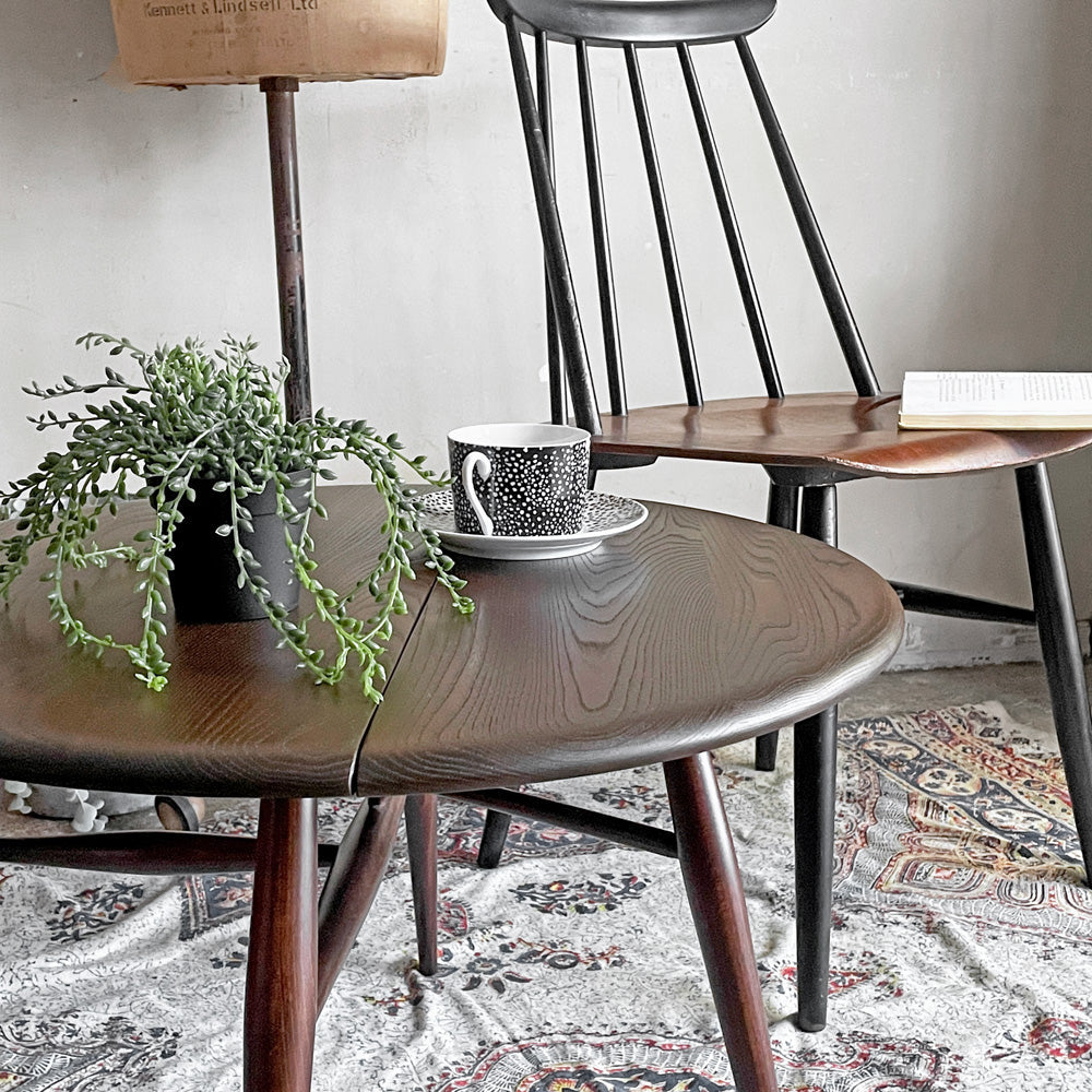 アーコール Ercol ドロップリーフ コーヒーテーブル サイドテーブル エルム×ビーチ材 UKビンテージ 英国家具～ 月の満ち欠け ～