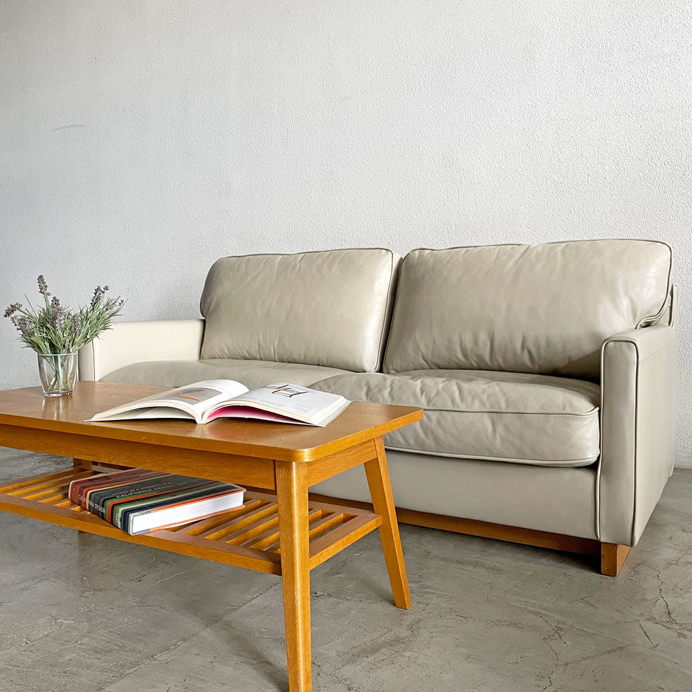 アクタス ACTUS ファイブバイファイブ five by five ティスタ TYSTA 2シーターソファ W178cm ナローアーム 本革 オフホワイトレザー オーク材脚 松岡智之 定価￥240,900- ～ 究極の一枚革を楽しむ。～