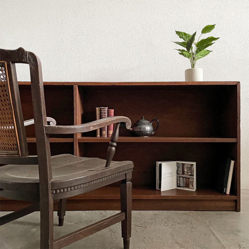 ジャパンビンテージ Japan Vintage 古い木味の本棚 ブックケース シェルフ 2列2段 W203cm 古家具 ～ つまりは、収納の秋 ～