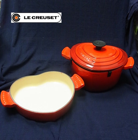 見た目とは違うのですよ！実力派なんです～LE CRUSET チェリーレッド 廃盤プレート ダムール＆ココット ダムール【買取と販売とレンタルのお店】