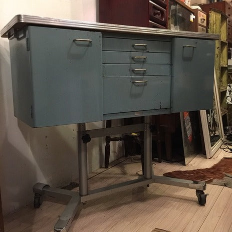 60's Japan Vintage インダストリアルな多用途ワークアイテム！ 『 Steel Side Board （ スチールサイドボード ）/ Work Counter Table （ ワークカウンターテーブル ) 』Ｓ.ブルー 入荷！