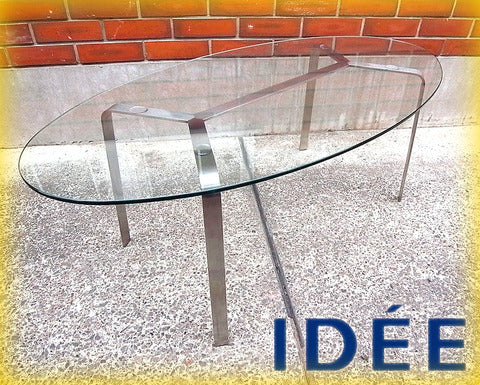 シンプルイズベスト！ アーバンな装いの" IDEE （ イデー ）" ガラストップテーブル 『 IR TABLE L （ イールテーブルL ）』 【出張買取＆販売＆レンタル】