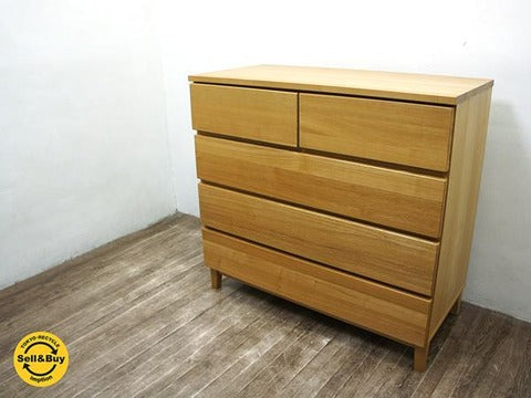 MUJI 無印良品 木製チェスト 4段ワイド タモ材 無垢材天板 ～シンプルで使いやすい、無印良品のワイドチェスト。【【買取と販売とレンタルのお店】買取と販売とレンタルのお店】