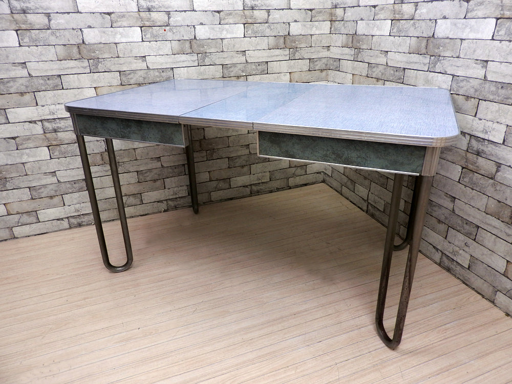 デコラトップ エクステンション テーブル アクメ ACME 取扱 ミッドセンチュリー US 50-60's ビンテージ EX 拡張天板付き 絣柄 × ブロンズ柄 稀少アイテム アメリカングラフィティー 中古品 買い取りしました。