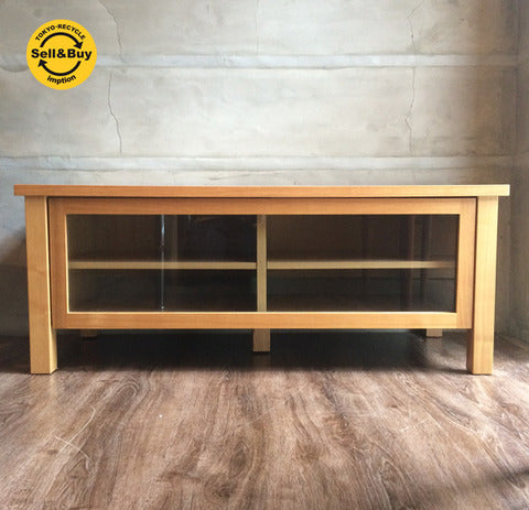 無印良品 muji タモ材 希少 廃番 フラップ扉 テレビボード & 4枚扉 シェルフ / キャビネット ～ タモ材の温もりがいつでも優しく出迎えてくれます♪ 【買取と販売とレンタルのお店】