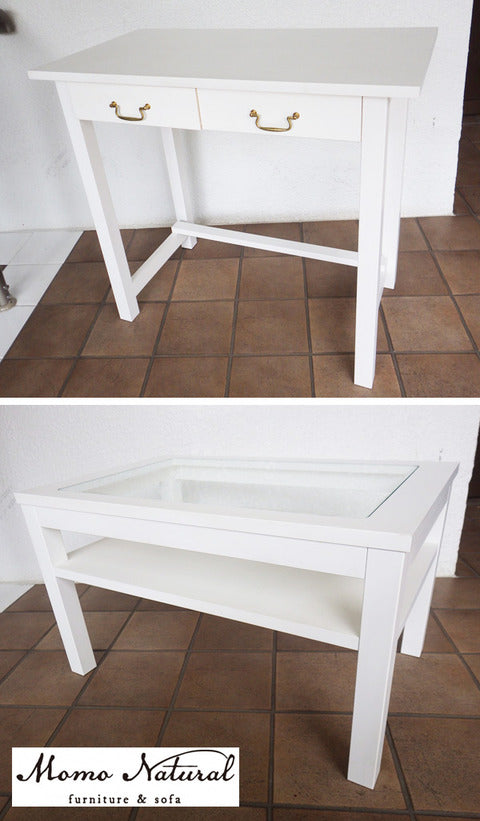 モモナチュラル シエル CIELE コンソールデスク & シエル CIELE Bit Mini ガラスローテーブル　『新生活が始まる女性の方に大人気☆』　【買取と販売とレンタルのお店】