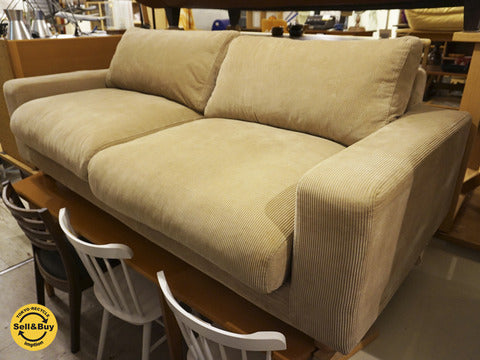 無印良品 / MUJI 『 ワイドアーム 2.5シーター ソファ ダウンフェザー ポケットコイルクッション コーデュロイカバー 』～ 無印が拘り抜いた高品質のソファ 【買取と販売とレンタルのお店】