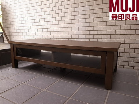 無印良品 MUJI タモ材 木製AVラック TVボード ブラウン AVボード ～ 圧迫感をなくしてお部屋を広く演出！！【買取と販売とレンタルのお店】