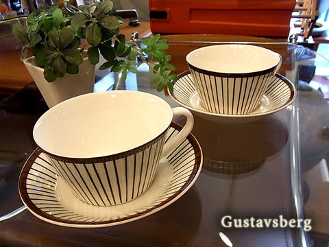 ショコラカラーとブラックのストライプが素敵なデザイン☆ ～ グスタフスベリ / Gustavsberg  『 スピサリブ / Spisa-Ribb tea C&S 』【買取と販売とレンタルのお店】