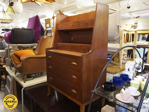 北欧デンマーク 『 70's ビンテージ チーク材 ライティングビューロー 』～ 現代の生活ニーズにもマッチする汎用性の高いアイテム！ 【買取と販売とレンタルのお店】