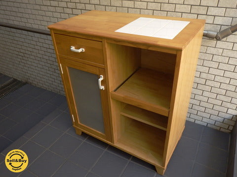 モモナチュラル LANDシリーズ  キッチンカウンター ランド パイン材 ～ タイルトップが愛らしい【買取と販売とレンタルのお店】