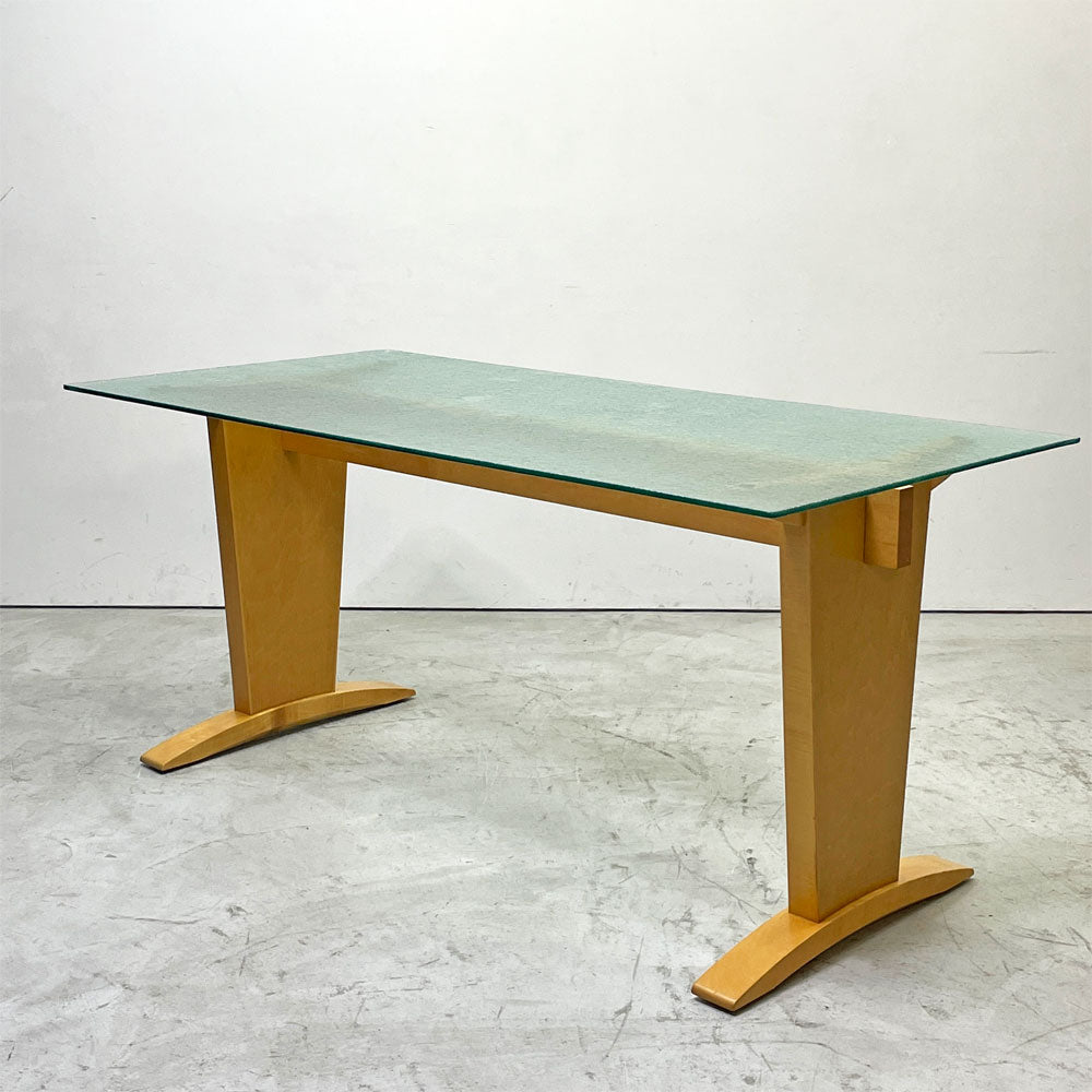 【祖師ヶ谷大蔵店】エーディコア AD CORE ピアッティノ PIATTINO ダイニングテーブル AD-989A T脚 メープル材 フロストガラス W150×D75cm イタリアモダン 買取させていただきました。